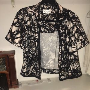 Black and white short sleeve blazer